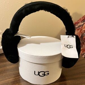 UGG Classic Black Furry Ear Muffs